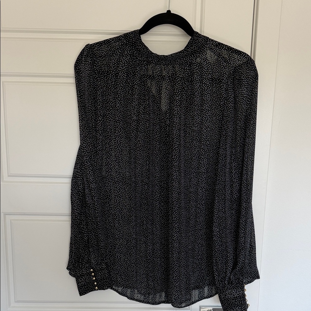NWOT H&M Black Dot-Print Long-Sleeve Blouse